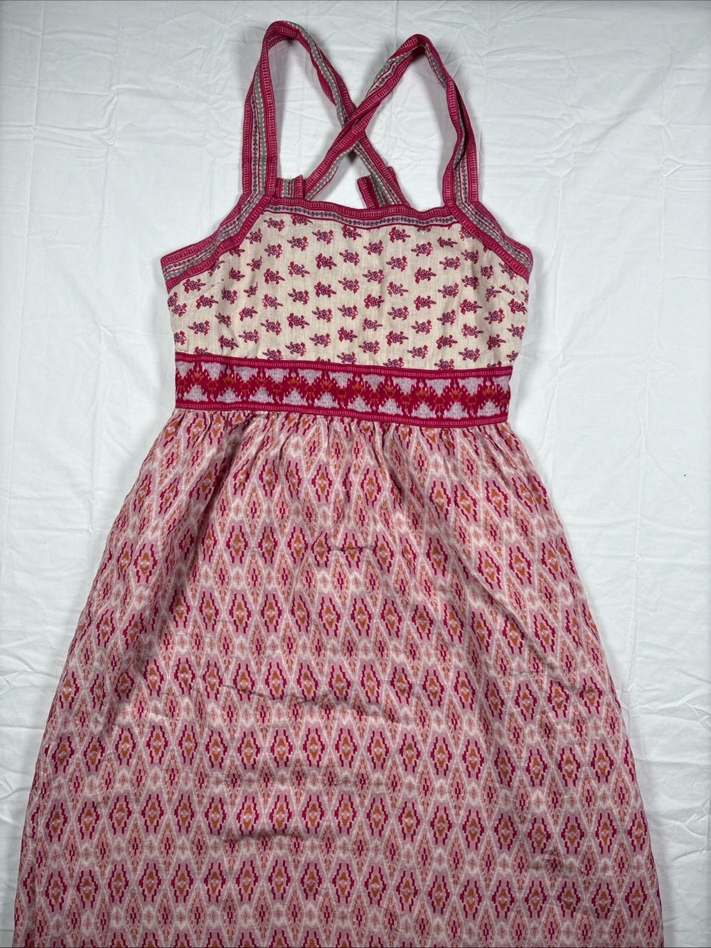 Faherty Gracie Pink Patterned Crossback Maxi Dress